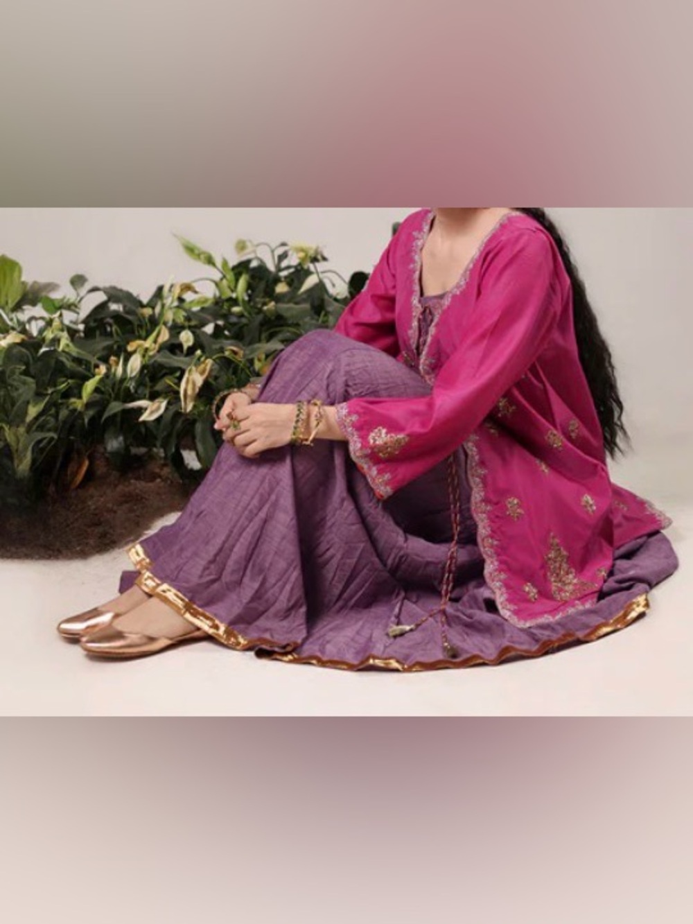 NWT Magenta Embroidered jacket with mauve chundri maxi by Generations in size 12
